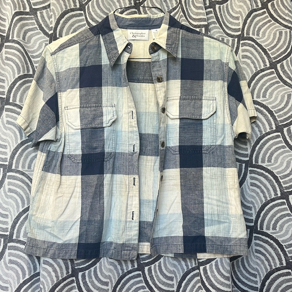Plaid blue Jean button down